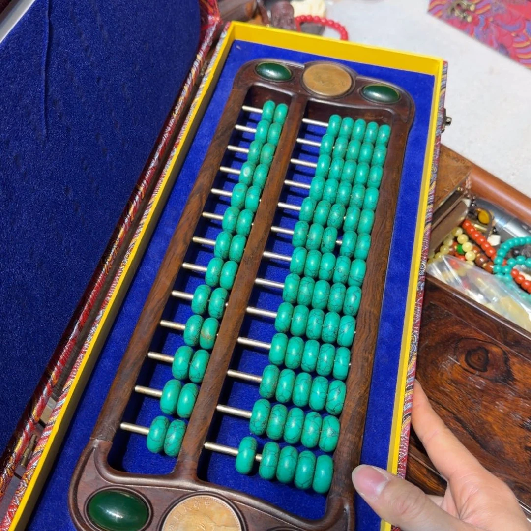 贡木木算盘带盒绿18。