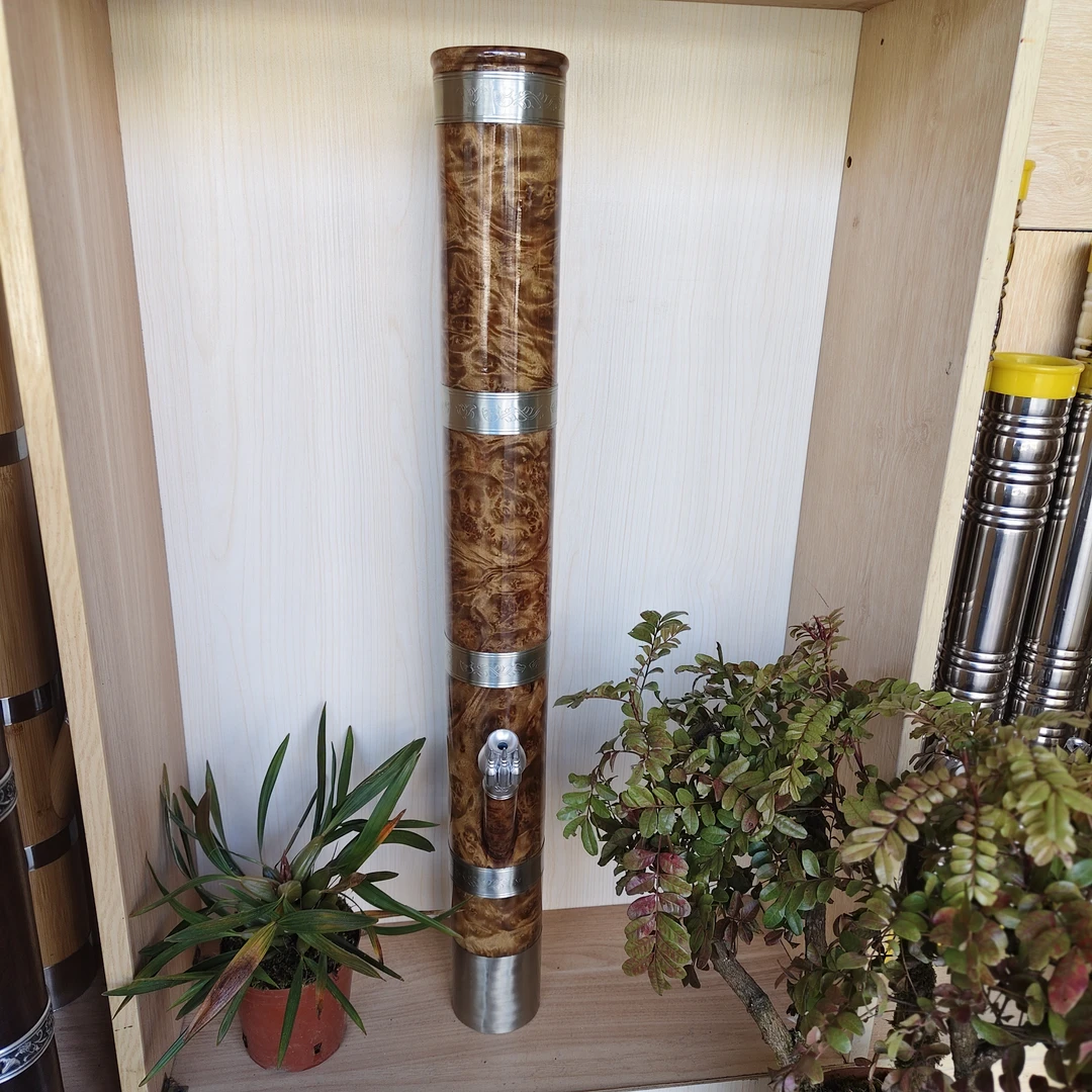 大号黄金樟实木水烟筒 高80公分 外口9.4公分 内口径7.6公分