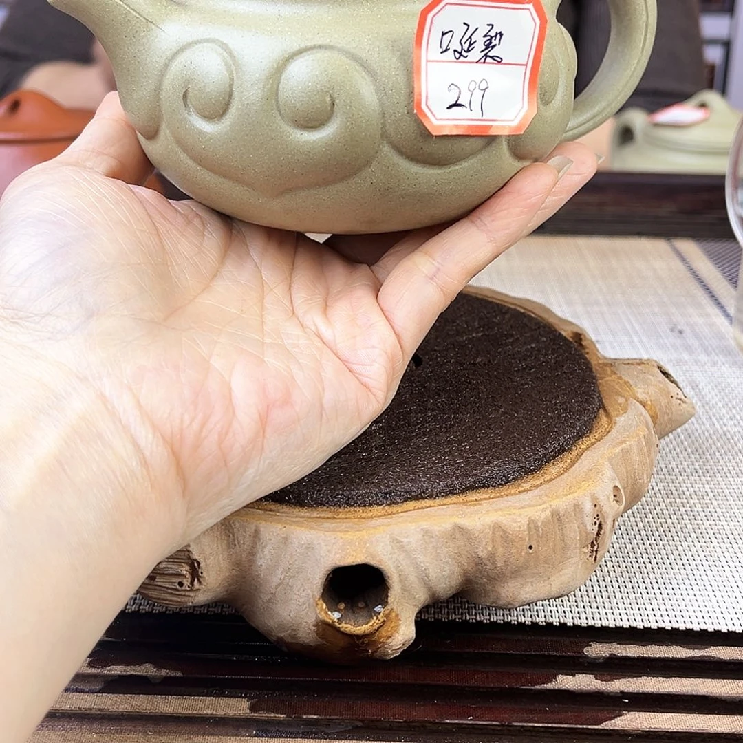 紫砂茶壶秋**花宜兴紫砂本绿260c c