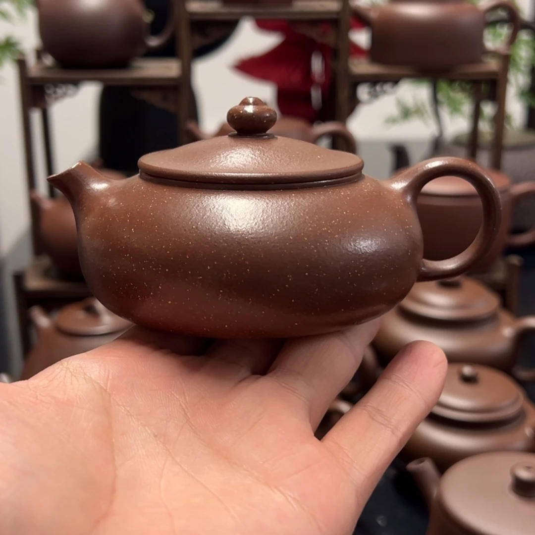 茶壶紫砂精工半手老紫泥寒江160cc