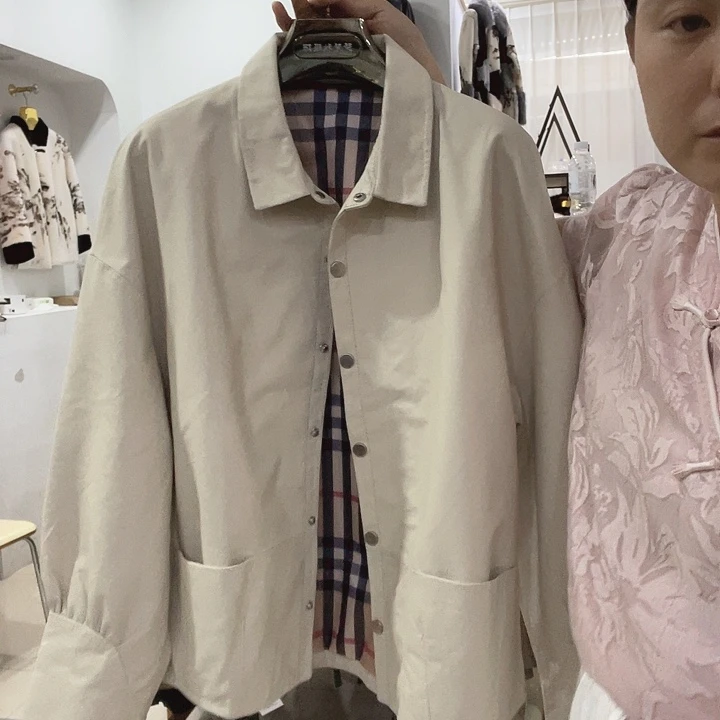 真皮牛皮单皮衣米色48码