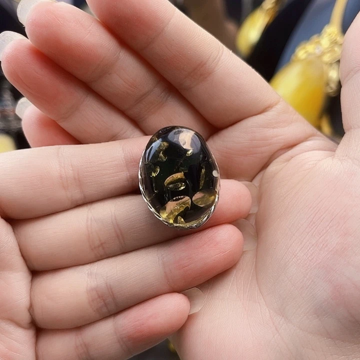 琥珀银S925镶嵌裸石