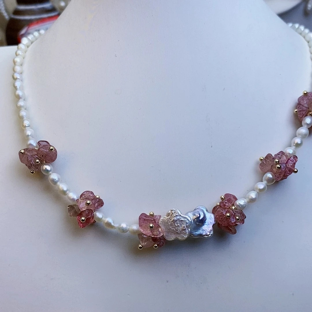 淡水珍珠颈饰银S925镶嵌