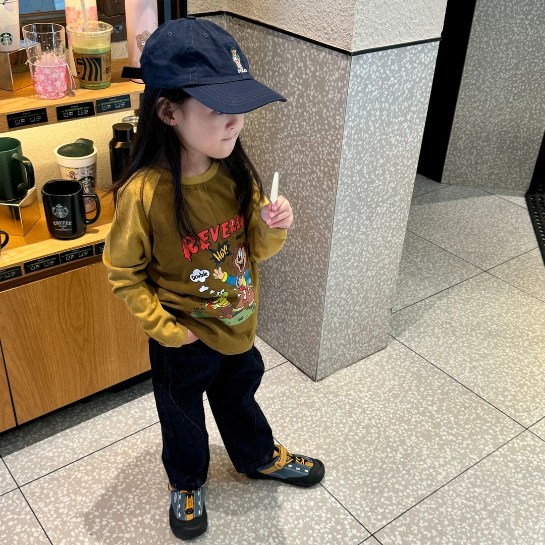 壹妈韩范童装女童休闲套装秋季新款洋气儿童长袖卡通印花上衣长裤