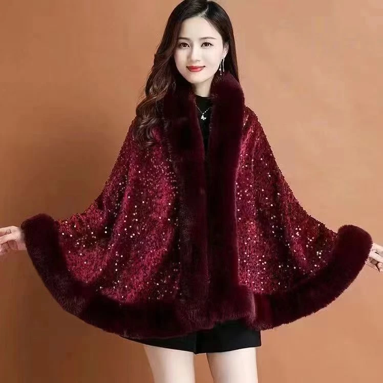 【运补6-8米】斗篷披肩外套女士秋冬季2025新款厚外搭小个子中年妈