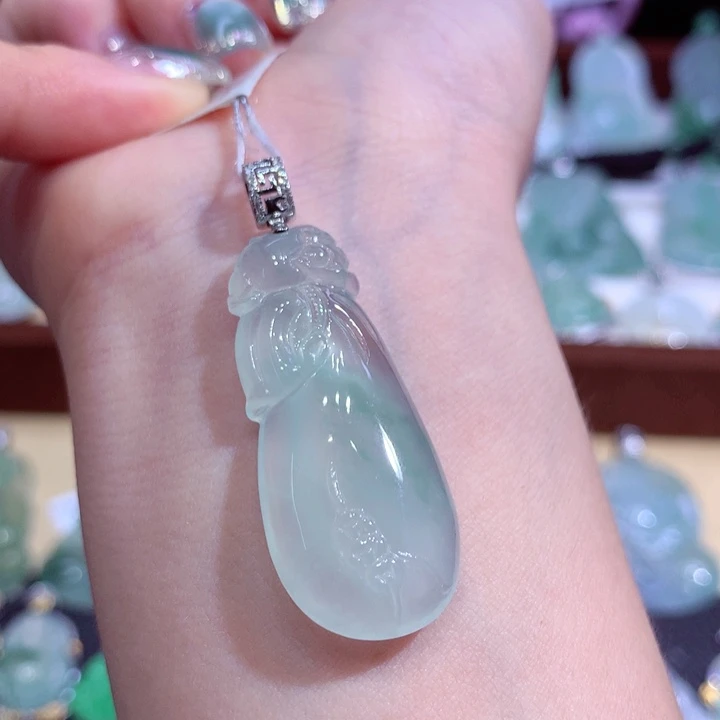 翡翠18K金镶嵌吊坠(不含链)钱袋（福袋）