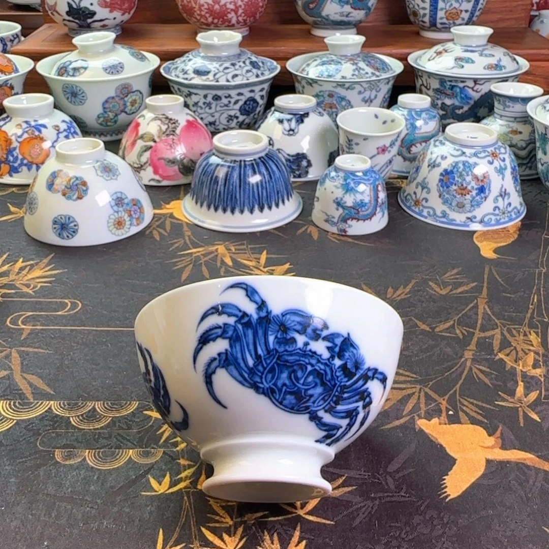 瓷片螃蟹主人杯一个杯杯杯杯杯