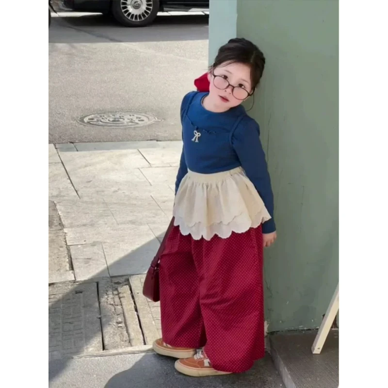 女童韩系穿搭套装春装2025新款洋气儿童网红炸街上衣宝宝波点裤子