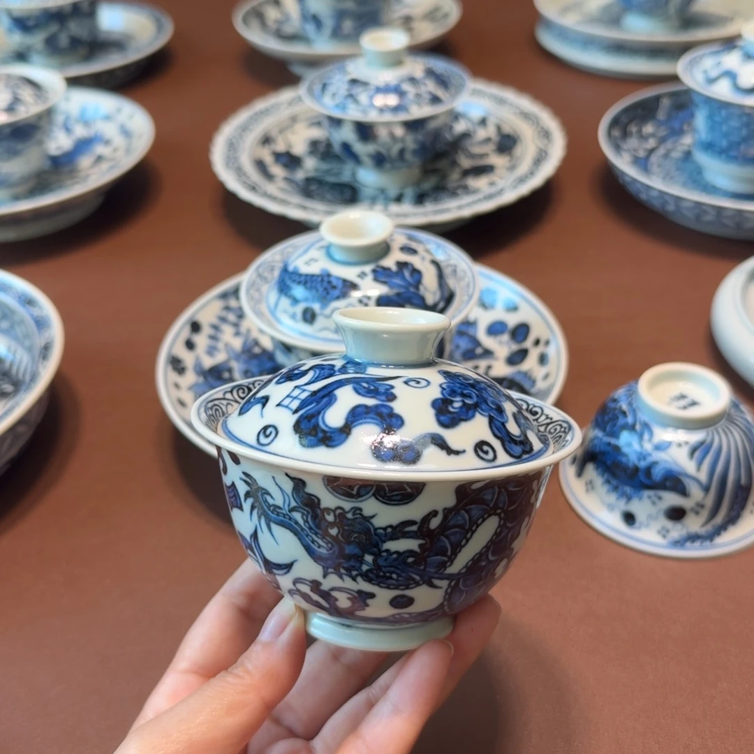 手工手绘茶具盖碗