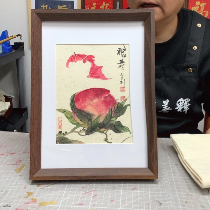 纸本手绘国画作品实木定制