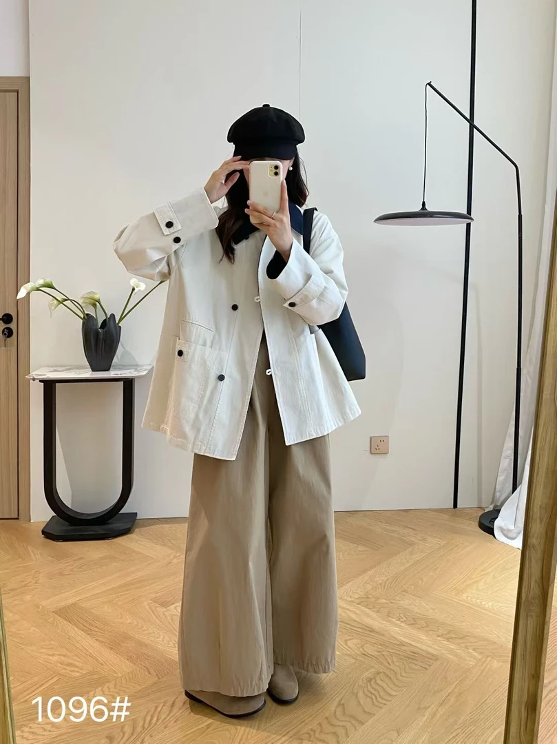 店里同步在售 | 小个子中长款撞色宽松卡其色秋季女风衣外套