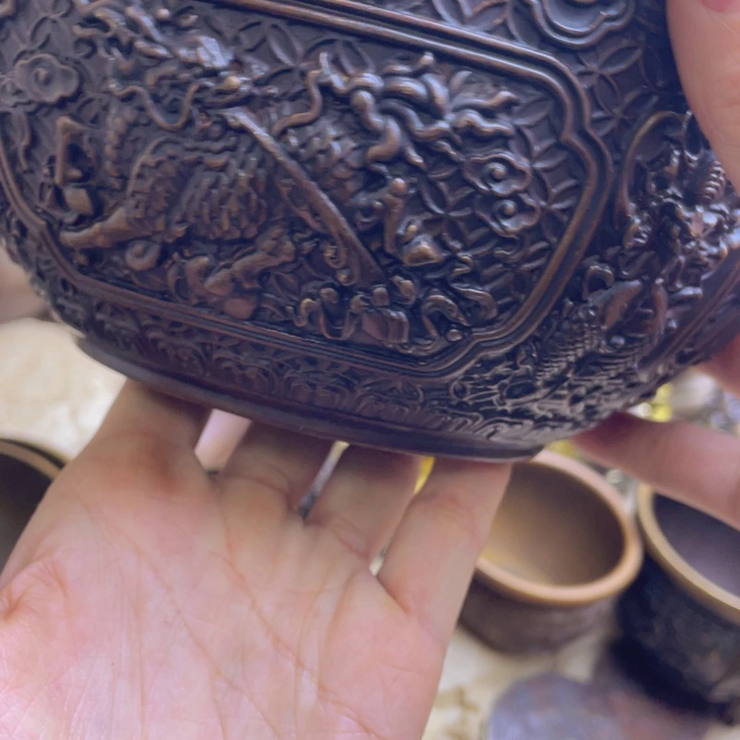 原矿风磨铜聚宝盆 