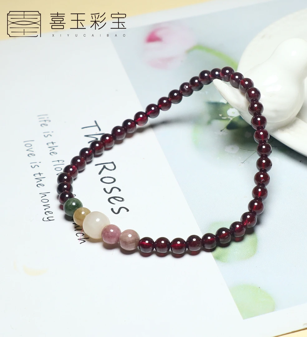 天然石榴石单圈手串卡4mm左右  1486