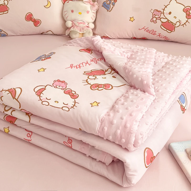 hellokitty冰丝豆豆被夏被空调被芯儿童可水洗幼儿园夏凉被薄被子
