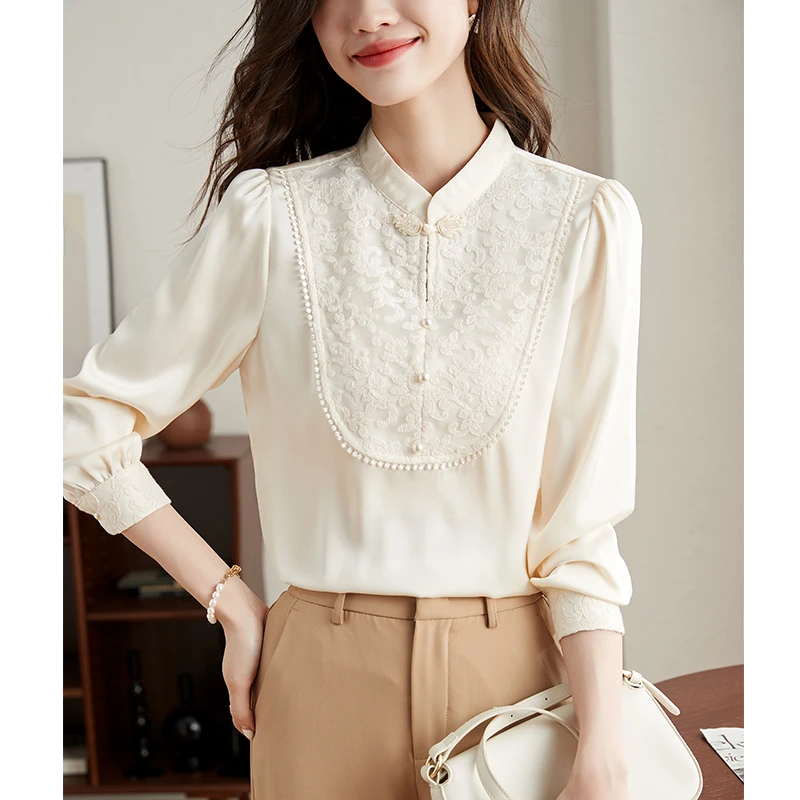 Mandsibil曼德西比利女装2025年气质秋季新款长袖衬衣雪纺衬衫女