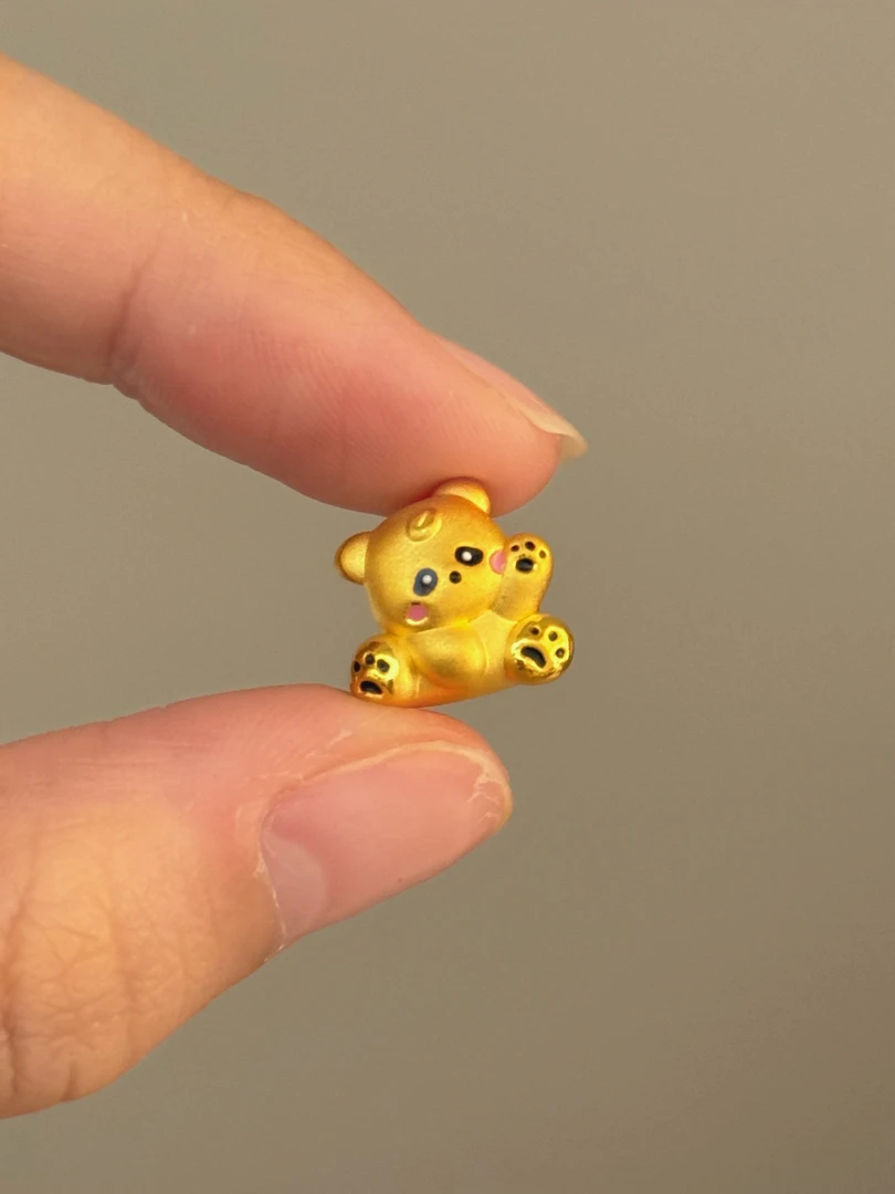 贝贝黄金 足金999 打招呼花花熊猫 珐琅彩 转运珠 102