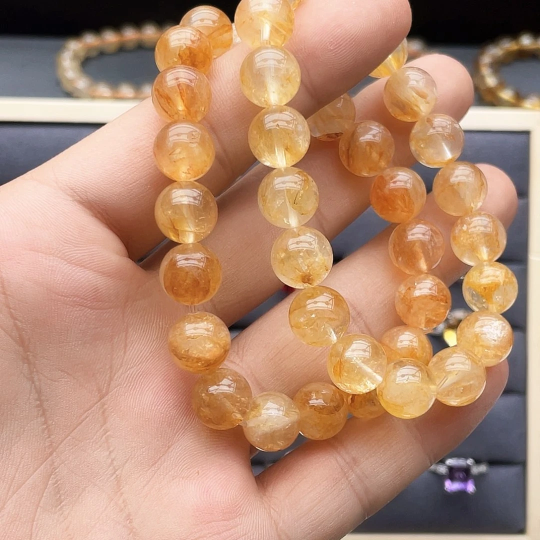 未镶嵌手链烟晶卡10+黄胶花