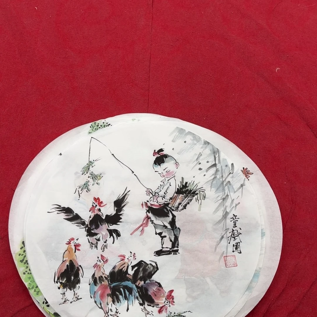 国画花鸟等图案为一体的大型