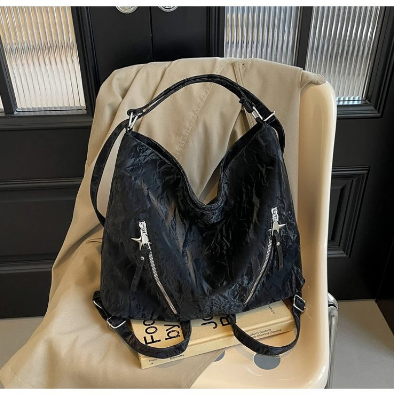 今年超火爆款爆款包新款托特包手抓纹大容量单肩双肩背包学生包包