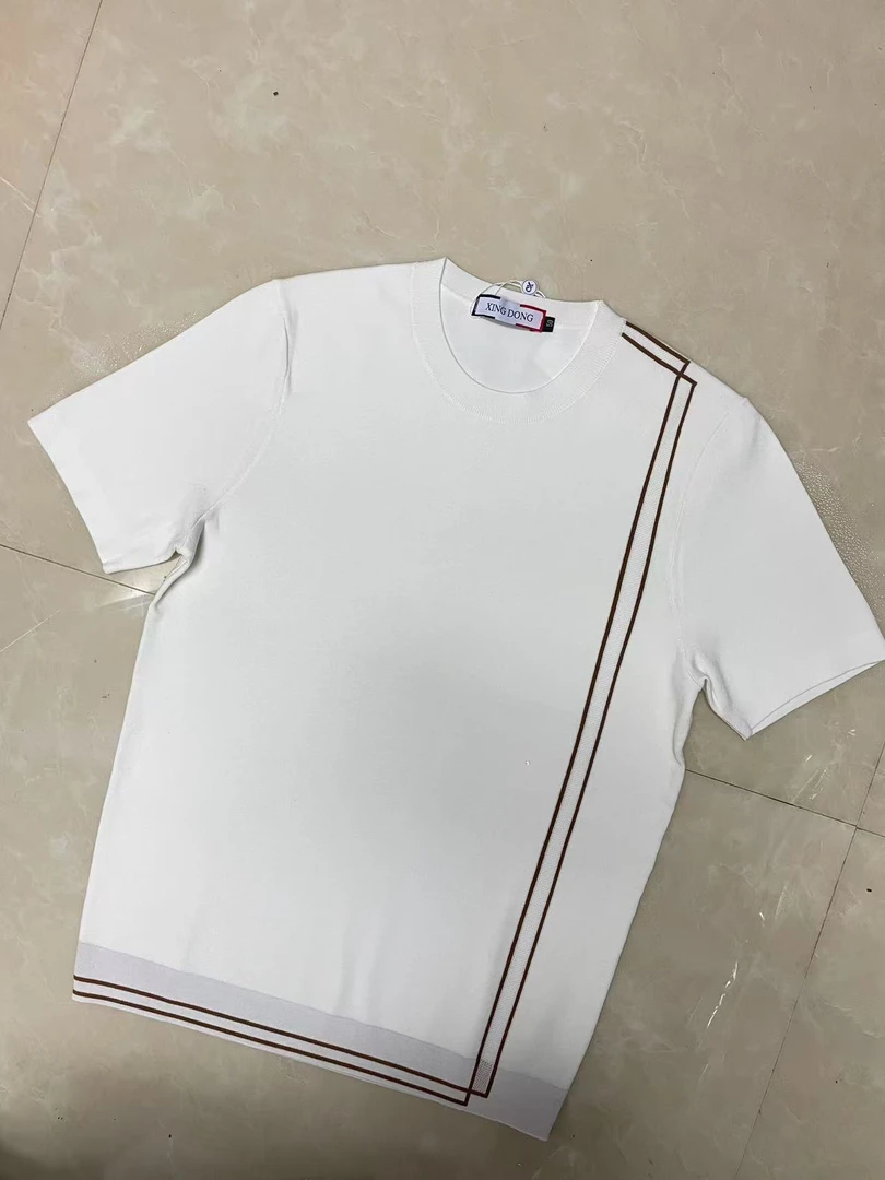 【8819-竖条圆领短袖】主播男士秋冬针织毛衣百搭