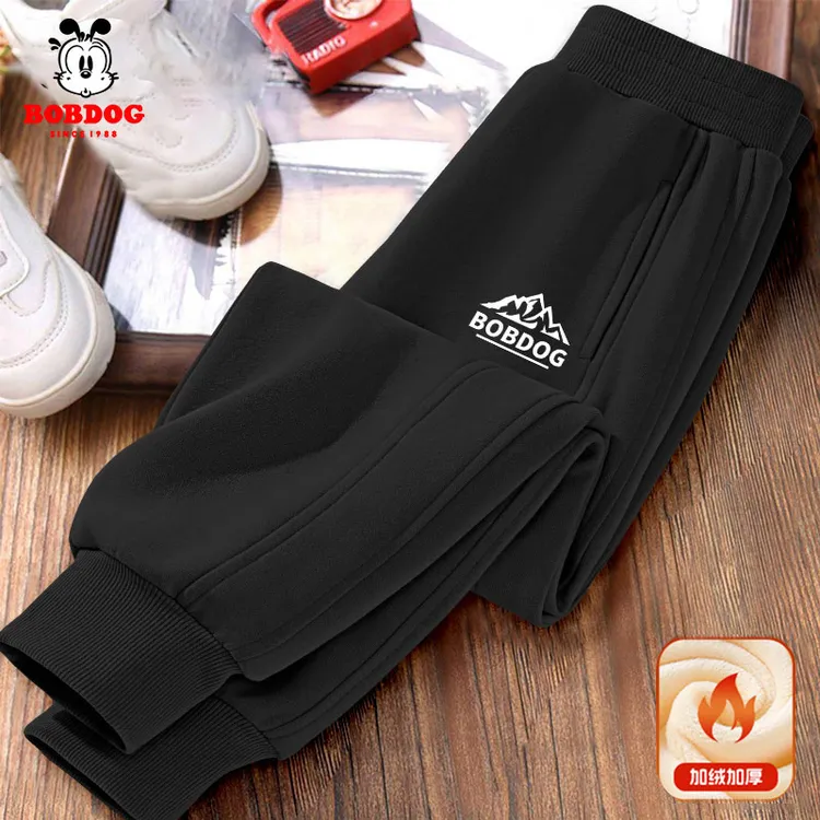 巴布豆童装男童裤子冬季2025新款卫裤男孩加绒运动裤儿童薄绒长裤