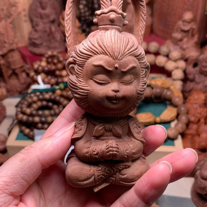 S***子檀香木把件老山檀悟空