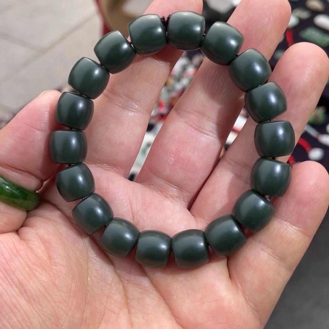 和田玉（青玉）手链未镶嵌梧***秋