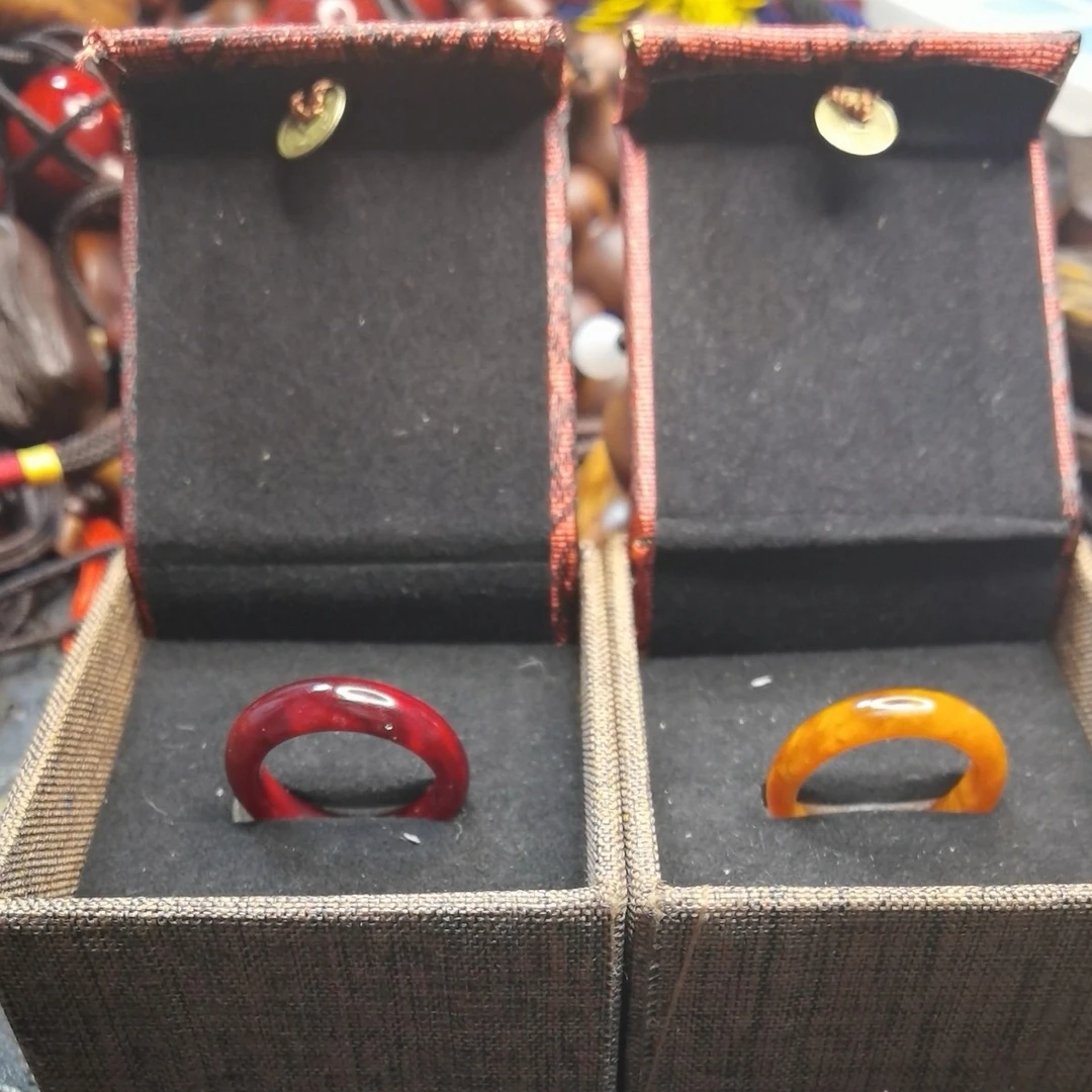 北沉香雷击木树化玉男女同款招财戒指（包邮）