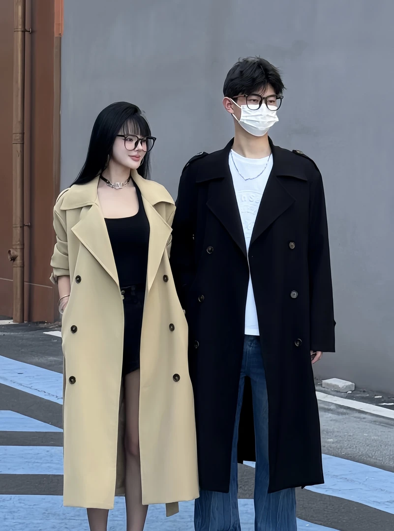 秋冬宽松中长款韩版男女过膝长款百搭休闲英伦风外套风衣春秋大衣