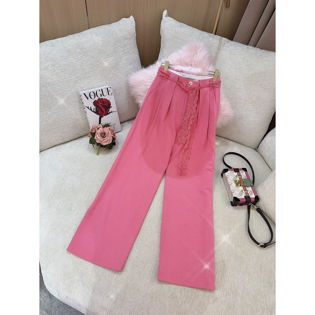 独宠【轻奢女装】新款气质绑带百搭薄款直筒休闲裤