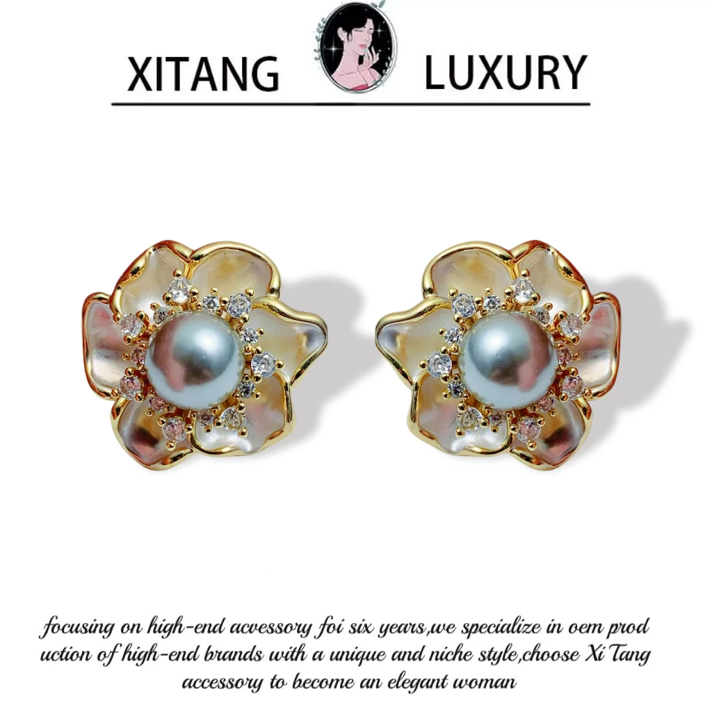 铜合金耳饰 《香雪兰》法式复古气质百搭时尚耳钉耳环耳坠8094