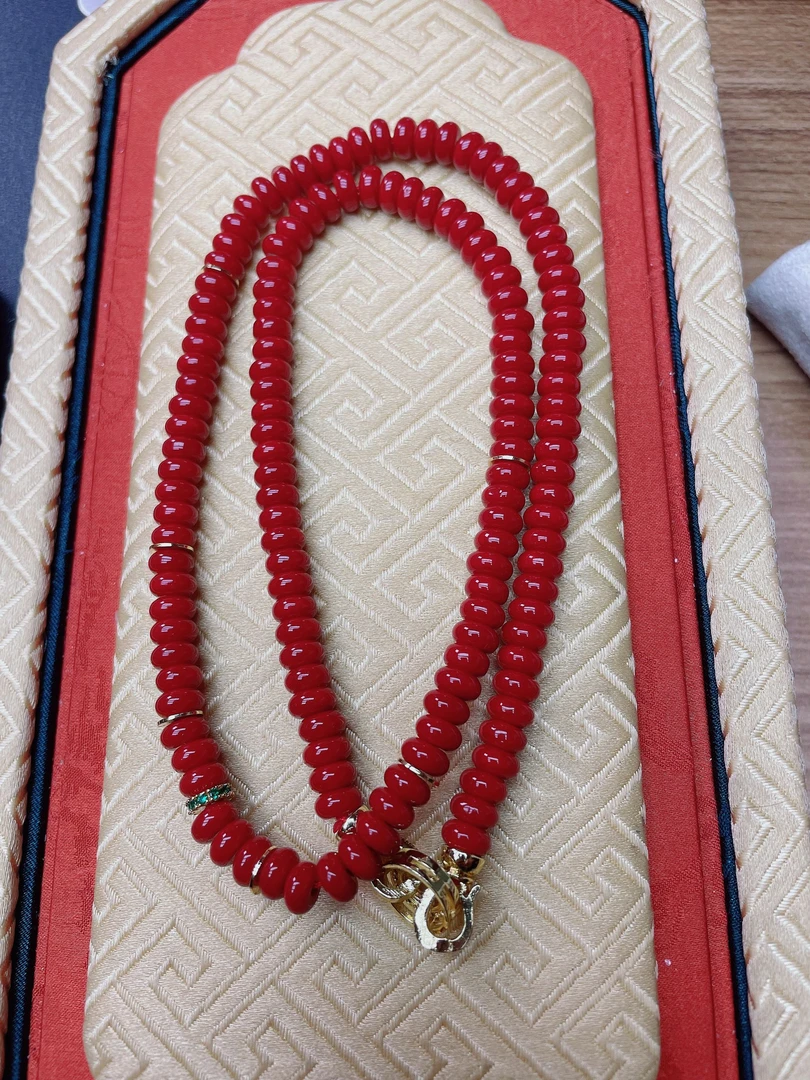 红色算盘珠6mmDIY项链Q794