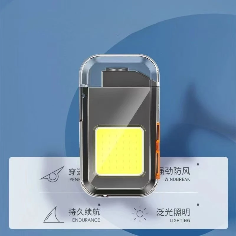 多功能户外照明充电防风打火机防水旅行点烟生火露营野外便携小灯