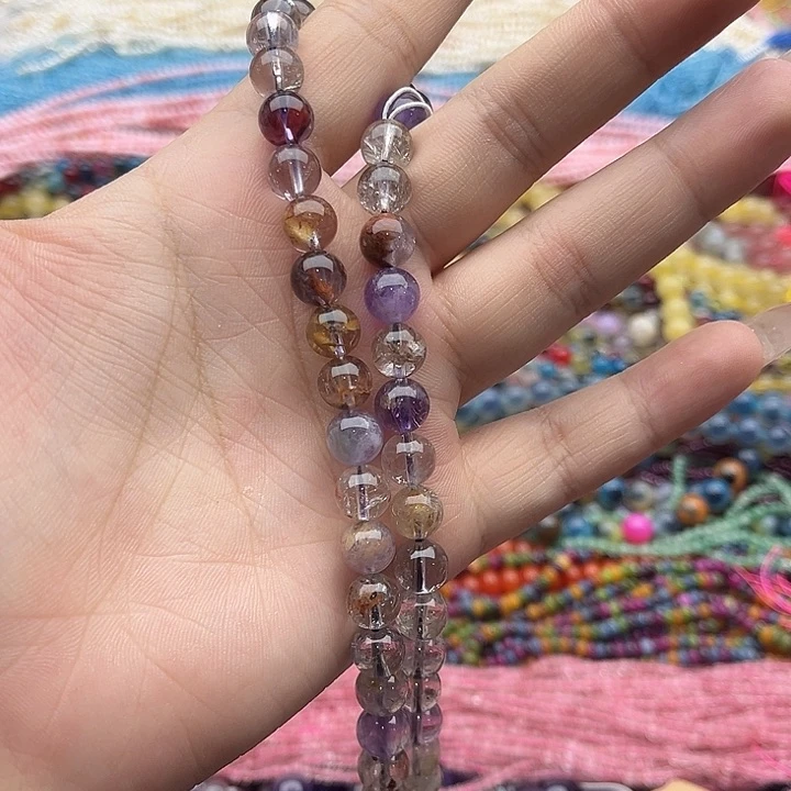 玛瑙/玉髓珠宝半成品未镶嵌一条8mm左右紫幽灵