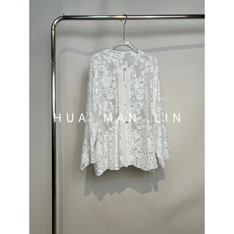 【花满林】圆领重工刺绣顺纡真丝桑蚕丝上衣259432