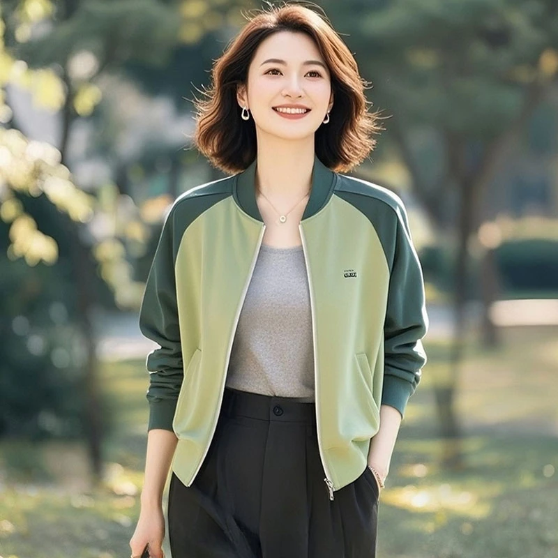 【精选】拼色开衫卫衣女宽松2025春秋新款洋气减龄休闲外套女上衣