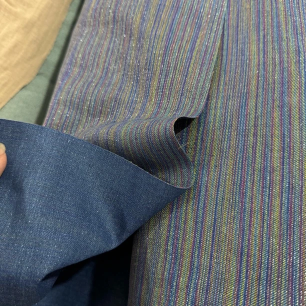 41 纯棉设计师款满天星织七彩亮丝牛仔面料3米价