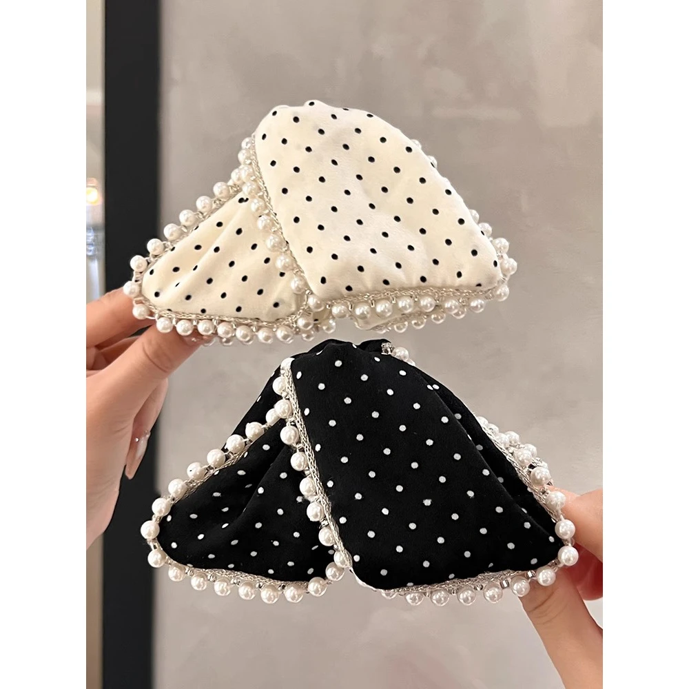 珍珠波点头发抓夹女高级感2025新款后脑勺盘发夹子鲨鱼发夹头饰