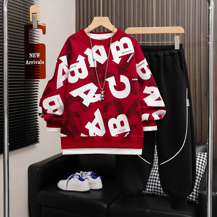 男童春秋套装2025新款儿童帅气休闲运动服中大童男孩卫衣两件套潮