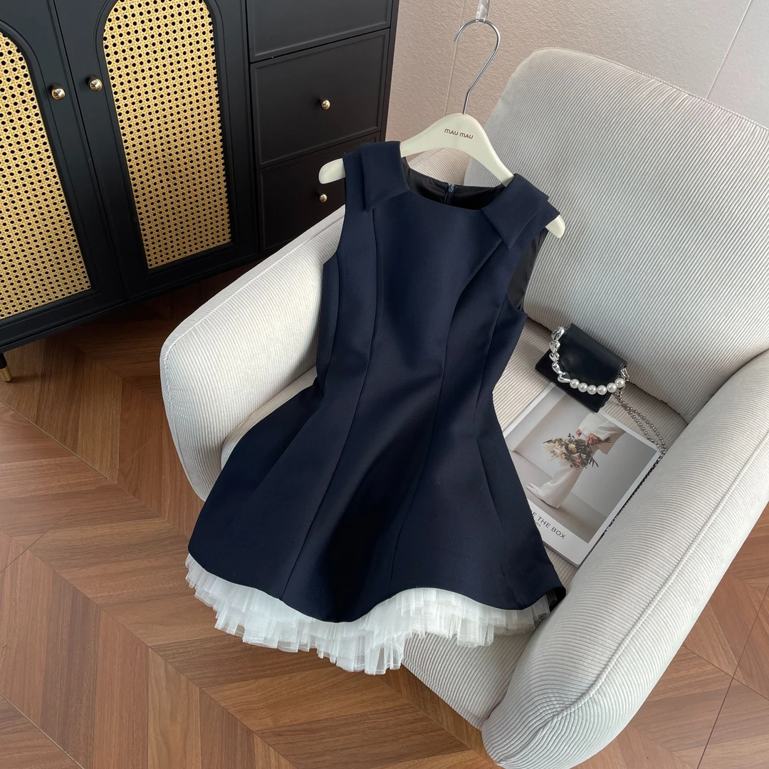 女装新款法式时尚甜美可爱气质蓬蓬无袖连衣裙DY6622