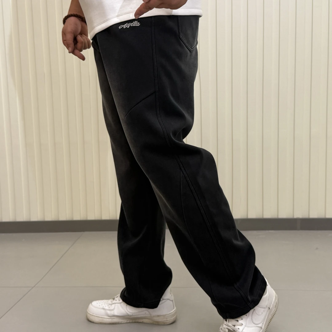 大码男装 秋季上新 宽松水洗 直筒拖地裤2583