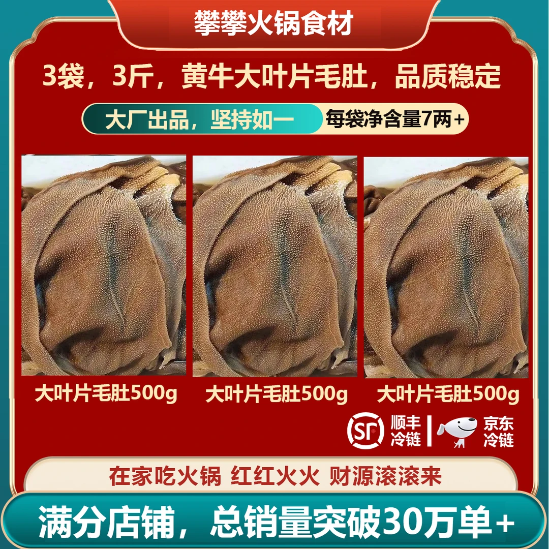 黄牛大叶片毛肚 毛重3斤  火锅牛百叶牛杂牛肚 固形物含量70%以上