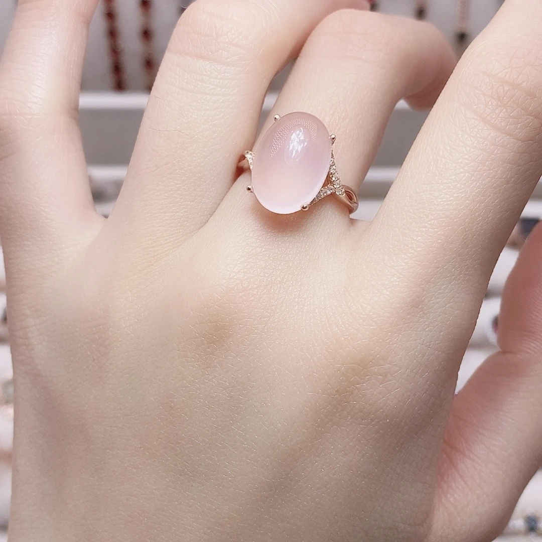 芙蓉石戒指银S925镶嵌戒指