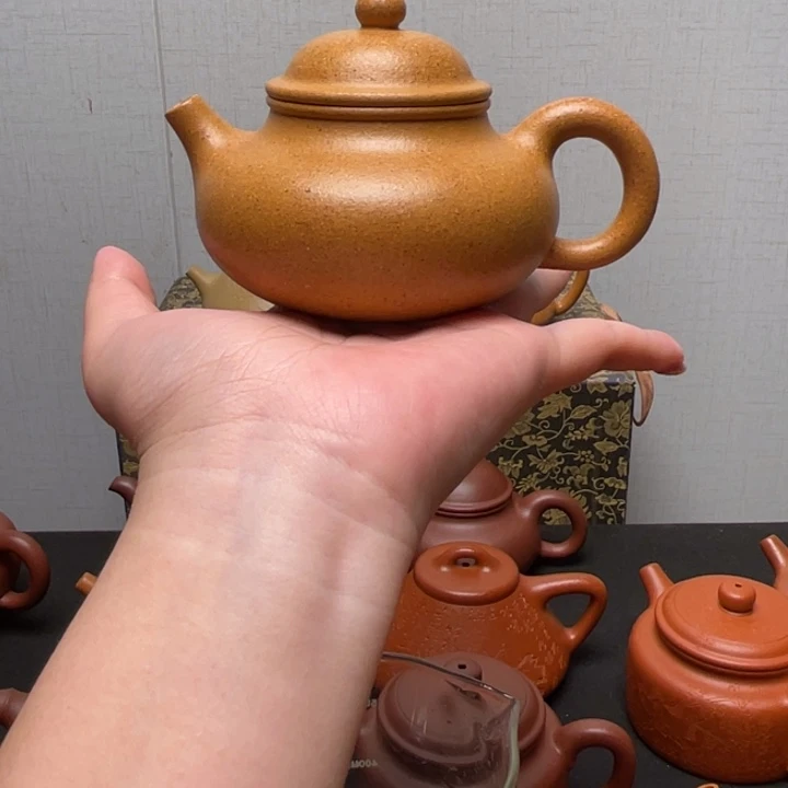 实***生紫砂壶全手工黄金段花块