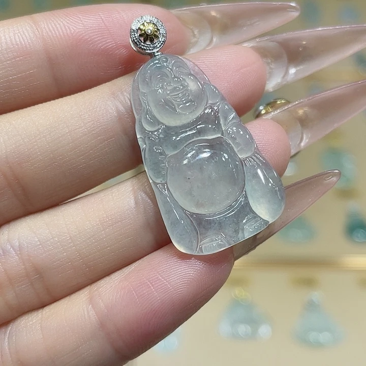 翡翠18K金镶嵌吊坠(不含链)