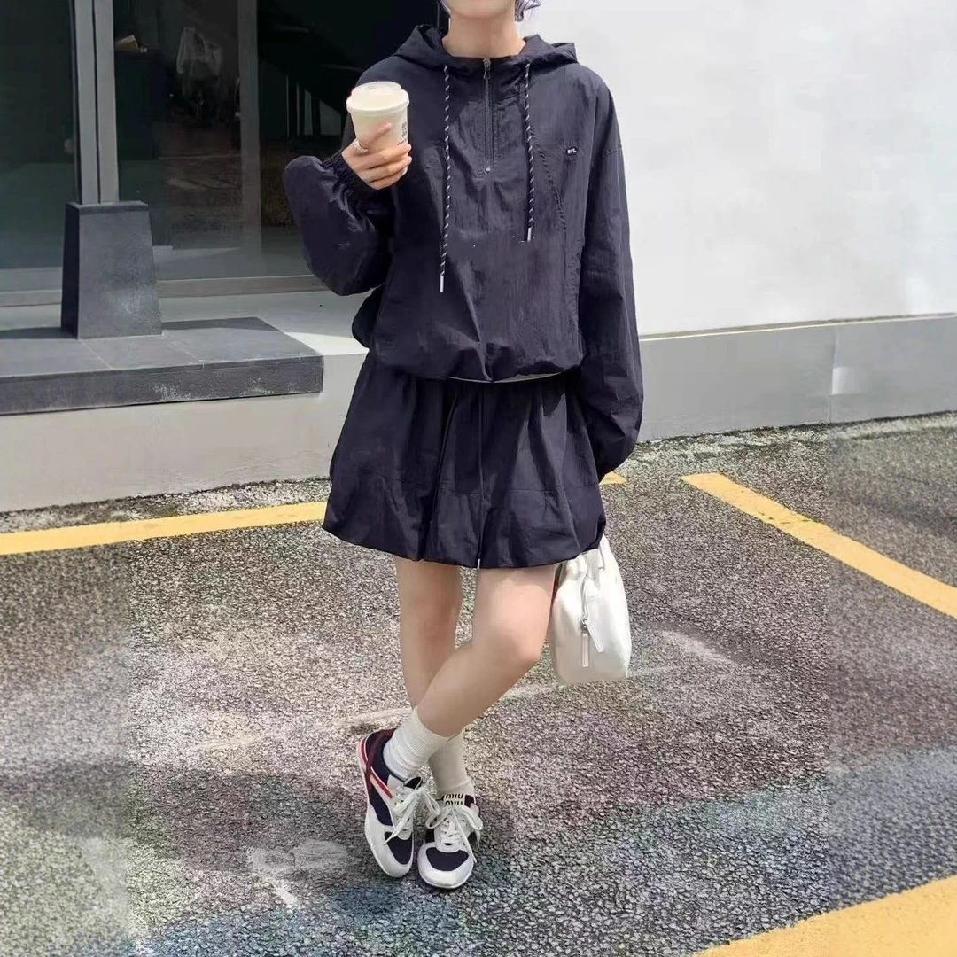 QZ5231 韩系两件套！2025秋 宽松短款夹克外套+百搭花苞半身裙女