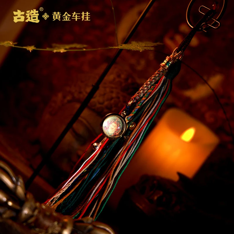 莲花生大师黄金藏式嘎乌盒佛牌民族风车挂