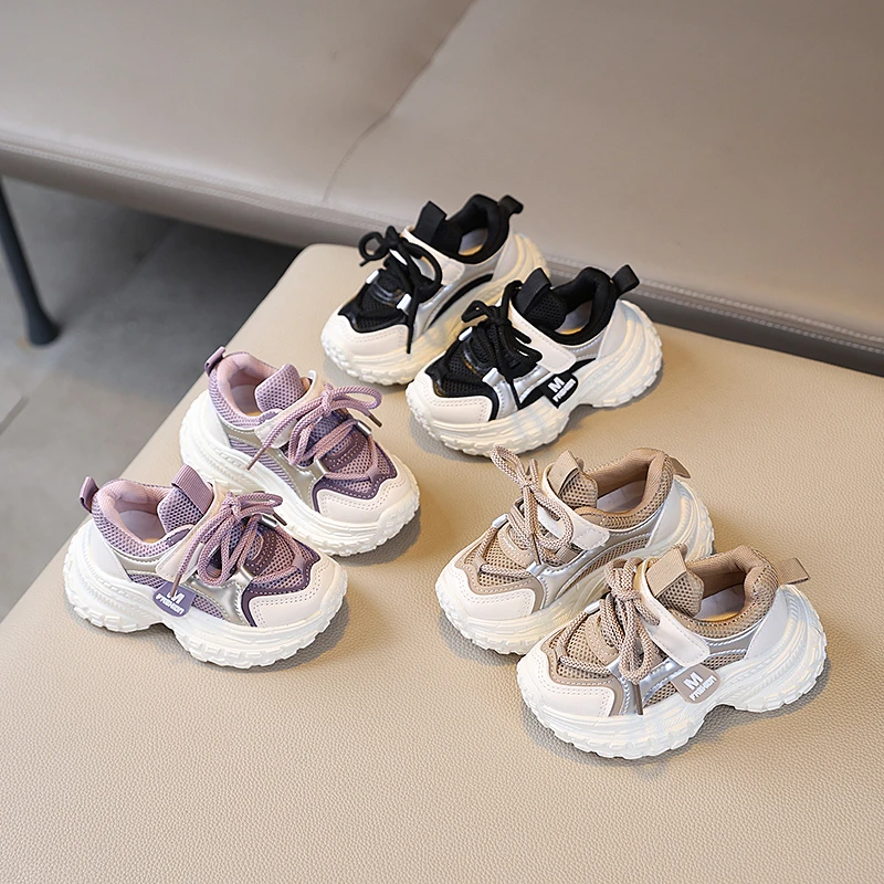 21-30码运动鞋春秋新款男童网面透气鞋女童网面跑步鞋时尚老爹鞋