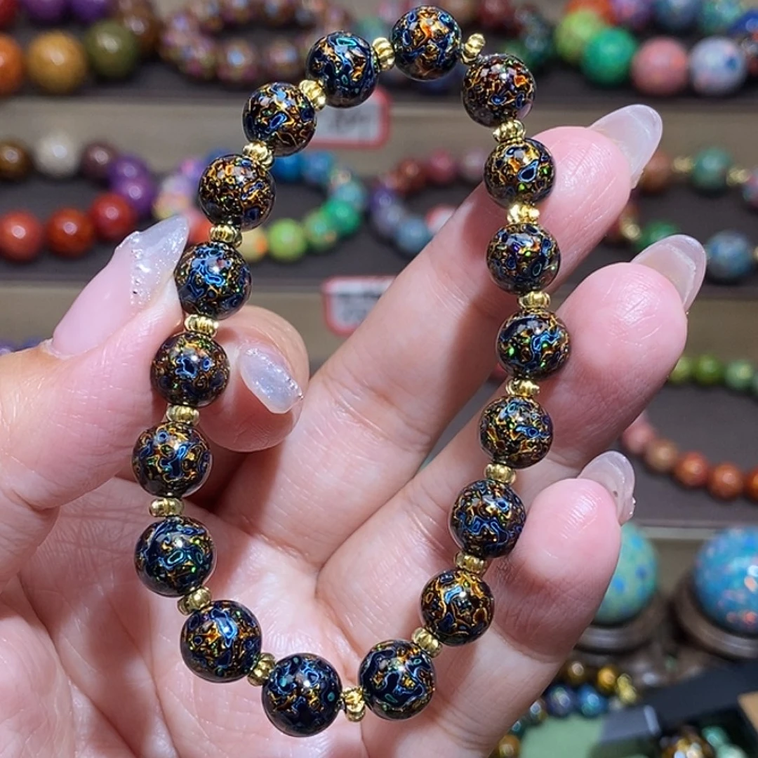 大漆珠0.8极光蓝手串