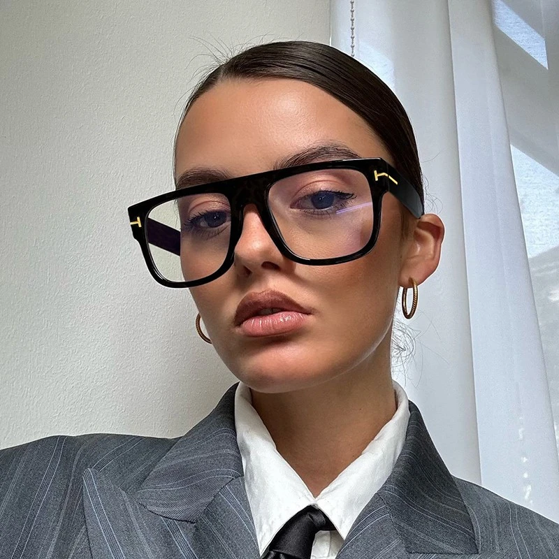 美式复古超大框黑框眼镜女高级感素颜神器大脸显脸小方框眼睛镜框